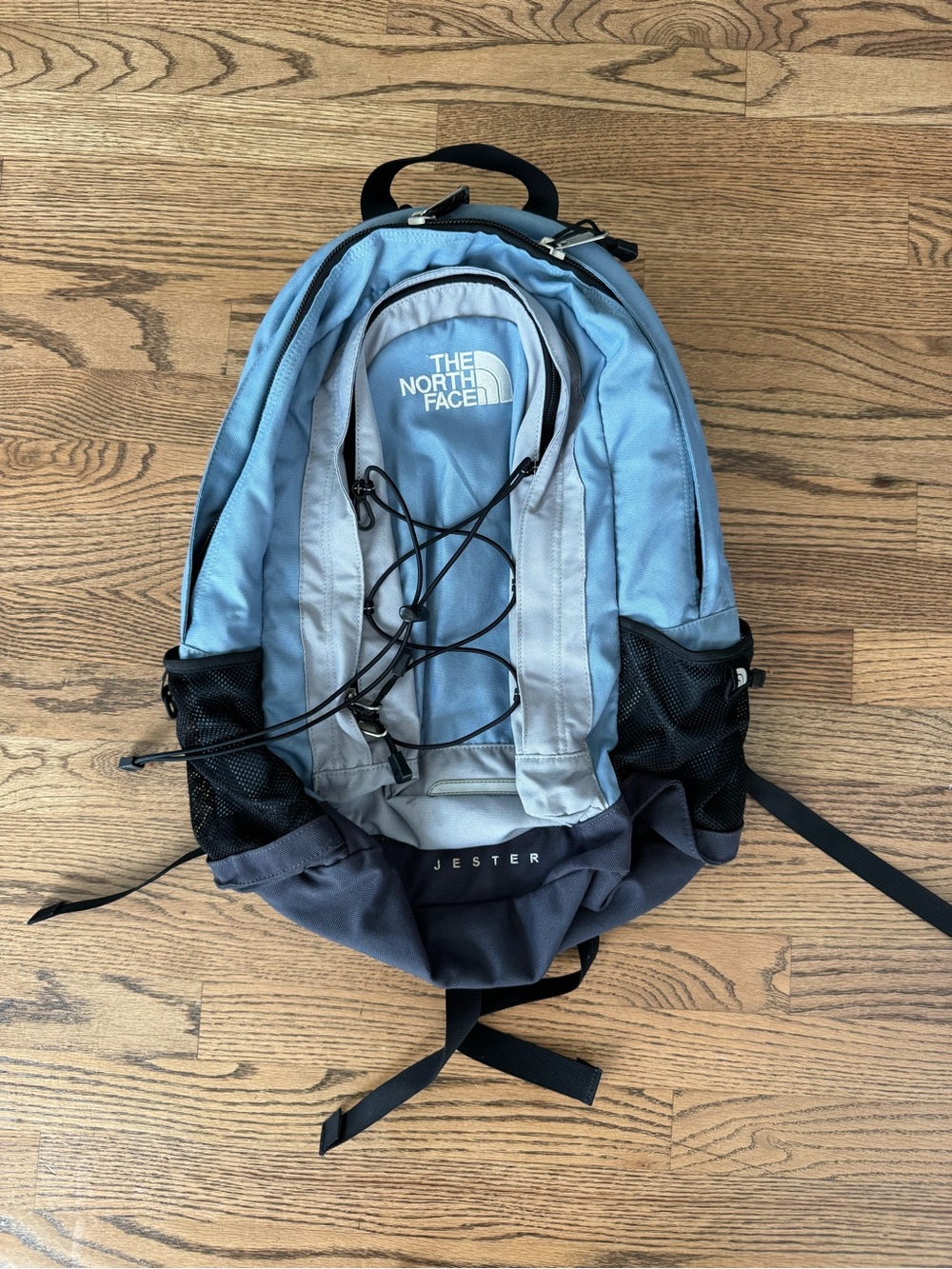 North Face Jester blue and black backpack